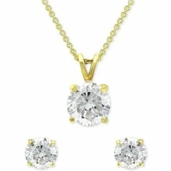 Flash Sale 🥰 Giani Bernini 2-Pc. Set Cubic Zirconia Solitaire Pendant Necklace & Matching Stud Earrings, Created For Macy's Sterling Silver 🌟
