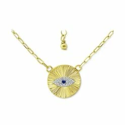 Promo 💯 Giani Bernini Lab-Created Blue Sapphire & Cubic Zirconia Evil Eye Disc Pendant Necklace, 16 + 2 Extender, Created For Macy's Sterling Silver 😉