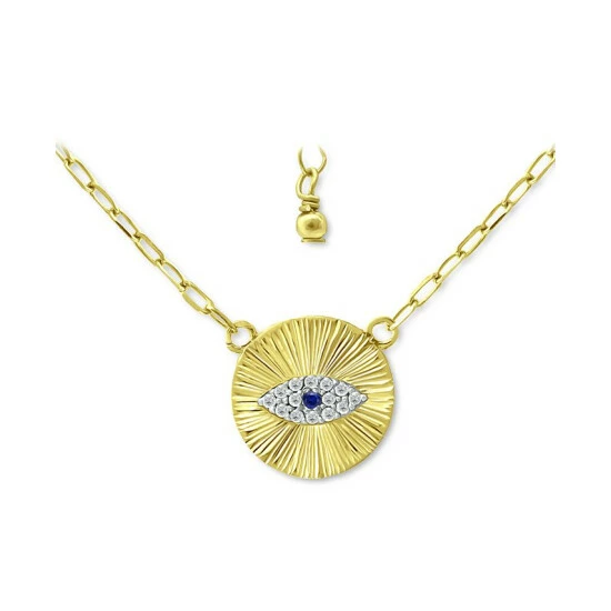 Promo 💯 Giani Bernini Lab-Created Blue Sapphire & Cubic Zirconia Evil Eye Disc Pendant Necklace, 16 + 2 Extender, Created For Macy's Sterling Silver 😉 1 Promo 💯 Giani Bernini Lab-Created Blue Sapphire & Cubic Zirconia Evil Eye Disc Pendant Necklace, 16 + 2 Extender, Created For Macy's Sterling Silver 😉