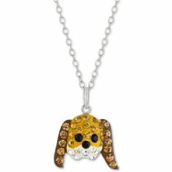 Flash Sale 🎁 Giani Bernini Crystal 🦮 Dog Face 18 Pendant Necklace In Sterling Silver, Created For Macy's Brown/white 💯