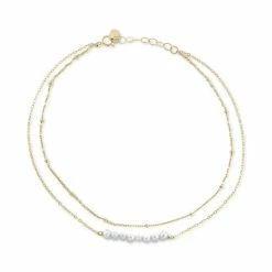 Cheapest 😍 Giani Bernini Cultured Freshwater Pearl (3-4mm) Layered Ankle Bracelet, Created For Macy's Gold Over Silver 🔥