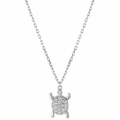 Flash Sale 👍 Giani Bernini Cubic Zirconia Turtle Pendant Necklace In Sterling Silver, 16 + 2 Extender, Created For Macy's 🧨