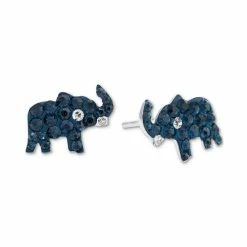 Best Sale 🥰 Giani Bernini Crystal Pavé Elephant Stud Earrings In Sterling Silver, Created For Macy's Dark Blue 🤩