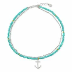 Cheapest 💯 Giani Bernini Crystal Bead Anchor Charm Layered Ankle Bracelet In Sterling Silver, Created For Macy's 🤩