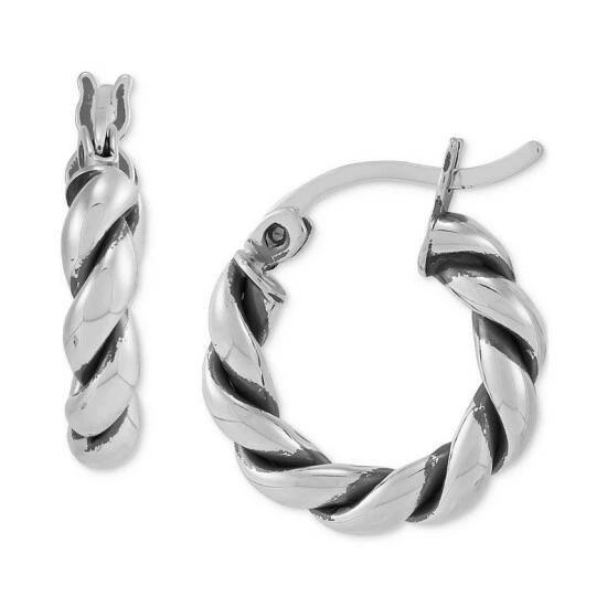New โญ Giani Bernini Oxidized Twist Tube Small Hoop Earrings In Sterling Silver, 15mm , Created For Macy's ๐ 1 New โญ Giani Bernini Oxidized Twist Tube Small Hoop Earrings In Sterling Silver, 15mm , Created For Macy's ๐
