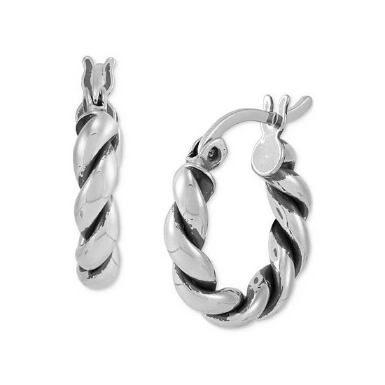 New โญ Giani Bernini Oxidized Twist Tube Small Hoop Earrings In Sterling Silver, 15mm , Created For Macy's ๐ 3 New โญ Giani Bernini Oxidized Twist Tube Small Hoop Earrings In Sterling Silver, 15mm , Created For Macy's ๐ - Image 3