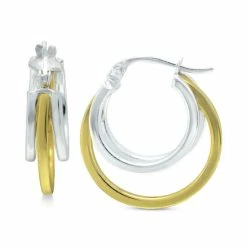 New 🔔 Giani Bernini Small Two-Tone Triple Hoop Earrings, 17mm, Created For Macy's 🎁