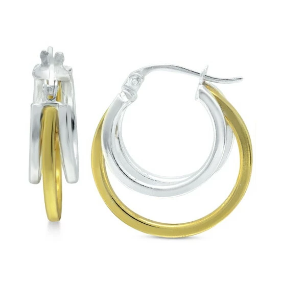 New ๐ Giani Bernini Small Two-Tone Triple Hoop Earrings, 17mm, Created For Macy's ๐ 1 New ๐ Giani Bernini Small Two-Tone Triple Hoop Earrings, 17mm, Created For Macy's ๐