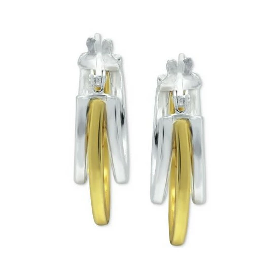 New ๐ Giani Bernini Small Two-Tone Triple Hoop Earrings, 17mm, Created For Macy's ๐ 3 New ๐ Giani Bernini Small Two-Tone Triple Hoop Earrings, 17mm, Created For Macy's ๐ - Image 3