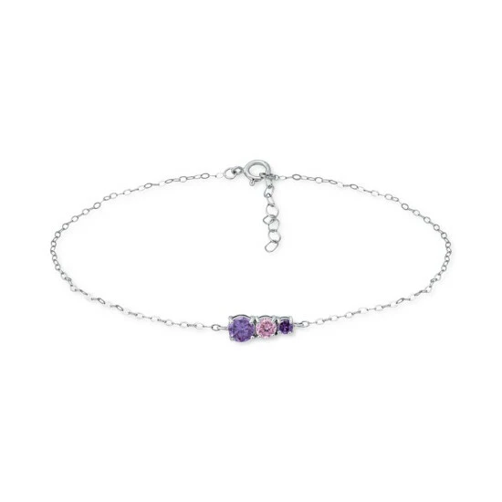Buy ๐ Giani Bernini Purple Cubic Zirconia Graduating Three Stone Chain Ankle Bracelet In Sterling Silver, Created For Macy's ๐ 1 Buy ๐ Giani Bernini Purple Cubic Zirconia Graduating Three Stone Chain Ankle Bracelet In Sterling Silver, Created For Macy's ๐