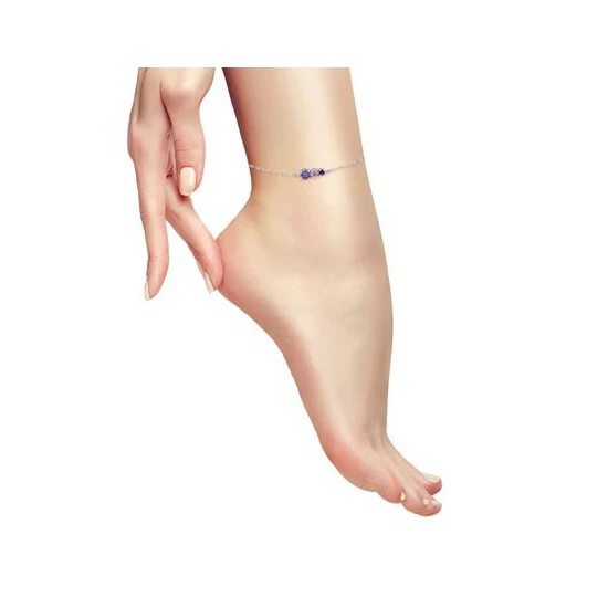 Buy ๐ Giani Bernini Purple Cubic Zirconia Graduating Three Stone Chain Ankle Bracelet In Sterling Silver, Created For Macy's ๐ 2 Buy ๐ Giani Bernini Purple Cubic Zirconia Graduating Three Stone Chain Ankle Bracelet In Sterling Silver, Created For Macy's ๐ - Image 2