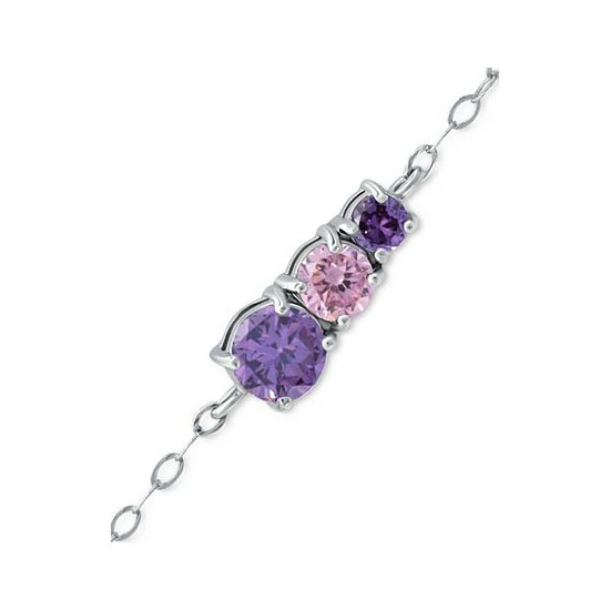 Buy ๐ Giani Bernini Purple Cubic Zirconia Graduating Three Stone Chain Ankle Bracelet In Sterling Silver, Created For Macy's ๐ 3 Buy ๐ Giani Bernini Purple Cubic Zirconia Graduating Three Stone Chain Ankle Bracelet In Sterling Silver, Created For Macy's ๐ - Image 3