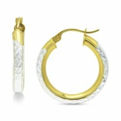 Outlet 😉 Giani Bernini Small Two-Tone Textured Hoop Earrings In Sterling Silver & 18k Gold-Plate, 3/4, Created For Macy's ✔️