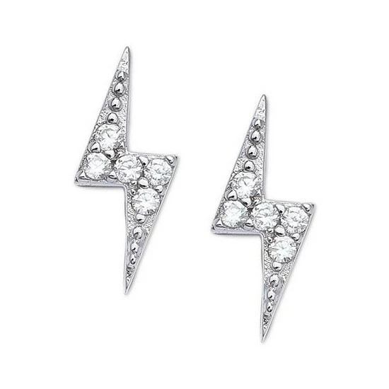 Brand new ๐ Giani Bernini Cubic Zirconia Lightning Bolt Stud Earrings In Sterling Silver, Created For Macy's ๐ 3 Brand new ๐ Giani Bernini Cubic Zirconia Lightning Bolt Stud Earrings In Sterling Silver, Created For Macy's ๐ - Image 3