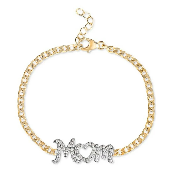 Best deal ๐ Giani Bernini Cubic Zirconia MOM Curb Link Chain Bracelet In 18k Gold-Plated Sterling Silver, Created For Macy's Gold Over Silver ๐ 1 Best deal ๐ Giani Bernini Cubic Zirconia MOM Curb Link Chain Bracelet In 18k Gold-Plated Sterling Silver, Created For Macy's Gold Over Silver ๐