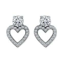Outlet 🔔 Giani Bernini Cubic Zirconia Heart Stud Earrings In Sterling Silver, Created For Macy's (Also Available In 18k Gold-plated Sterling Silver) 🎉