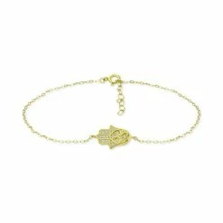 Buy ⌛ Giani Bernini Cubic Zirconia Hamsa Hand Ankle Bracelet, Created For Macy's Sterling Silver 🧨