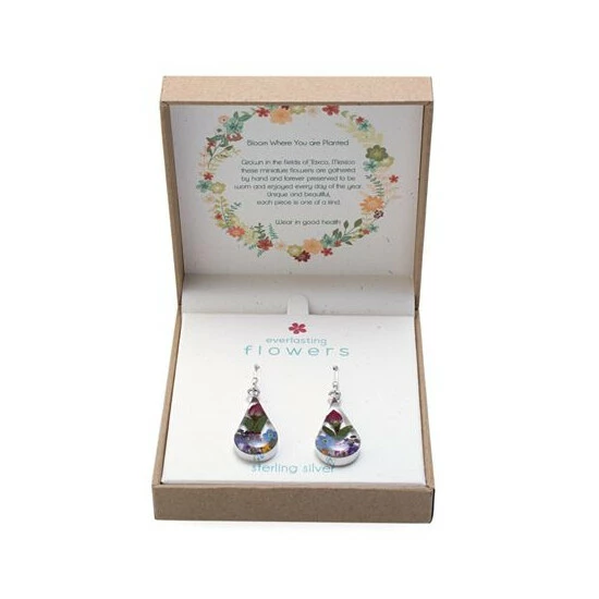 New ๐ Giani Bernini Medium Teardrop Dried Flower Earrings In Sterling Silver. Available In Multi, Blue, Yellow Or Purple ๐ 2 New ๐ Giani Bernini Medium Teardrop Dried Flower Earrings In Sterling Silver. Available In Multi, Blue, Yellow Or Purple ๐ - Image 2