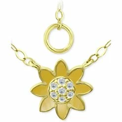 Buy ⭐ Giani Bernini Cubic Zirconia Sunflower Pendant Necklace In 18k Gold-Plated Sterling Silver, 16 + 2 Extender, Created For Macy's Gold Over Silver 🔔