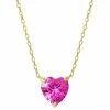 Best deal 👍 Giani Bernini Pink Cubic Zirconia Heart Solitaire Pendant Necklace In Gold-Plated Sterling Silver, 15 + 2 Extender, Created For Macy's 🛒