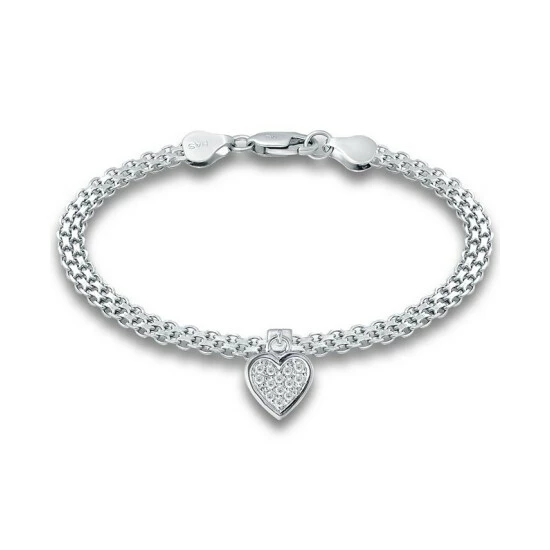 Best deal ๐ Giani Bernini Cubic Zirconia Heart Charm Bismark Chain Bracelet, Created For Macy's White โ 1 Best deal ๐ Giani Bernini Cubic Zirconia Heart Charm Bismark Chain Bracelet, Created For Macy's White โ