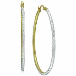 Best Pirce 👏 Giani Bernini Medium Two-Tone Textured Hoop Earrings In Sterling Silver & 18k Gold-Plate, 1.37, Created For Macy's Twotone 🌟
