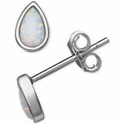 Discount 😍 Giani Bernini Lab-Created Opal Stud Earrings In Sterling Silver, Created For Macy's ⌛
