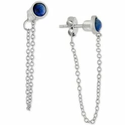 New 🔔 Giani Bernini Lapis Front & Back Chain Drop Earrings In Sterling Silver, Created For Macy's 😍