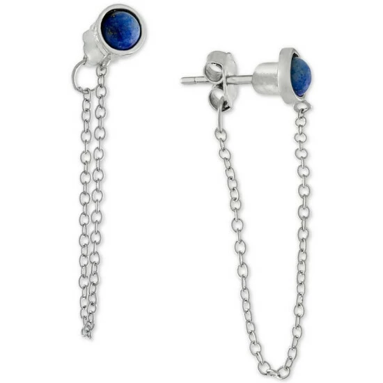 New ๐ Giani Bernini Lapis Front & Back Chain Drop Earrings In Sterling Silver, Created For Macy's ๐ 1 New ๐ Giani Bernini Lapis Front & Back Chain Drop Earrings In Sterling Silver, Created For Macy's ๐