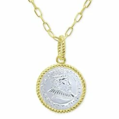 Deals 👍 Giani Bernini Two-Tone Coin Pendant Necklace In Sterling Silver & 18k Gold-Plate, 16 + 2 Extender, Created For Macy's Gold Over Silver ❤️