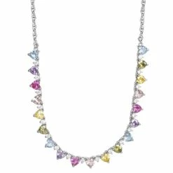 Outlet ❤️ Giani Bernini Multicolor Cubic Zirconia Heart 18 Collar Necklace In Sterling Silver, Created For Macy's 💯