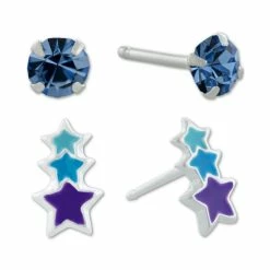 Flash Sale 💯 Giani Bernini 2-Pc. Set Crystal Solitaire & Enamel Star Stud Earrings In Sterling Silver, Created For Macy's Multi 🎁