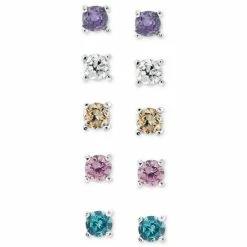 Promo 🔔 Giani Bernini Sterling Silver Earring Set, Multicolor Cubic Zirconia Five Stud Earring Set (1 Ct. T.w.) 🌟