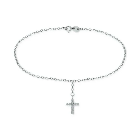 Coupon ๐ Giani Bernini Cubic Zirconia Dangle Cross Ankle Bracelet In Sterling Silver, Created For Macy's โจ 1 Coupon ๐ Giani Bernini Cubic Zirconia Dangle Cross Ankle Bracelet In Sterling Silver, Created For Macy's โจ