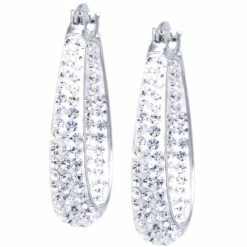 Promo 🔔 Giani Bernini Crystal Pavé In & Out Oval Hoop Earrings In Sterling Silver, Created For Macy's 🤩