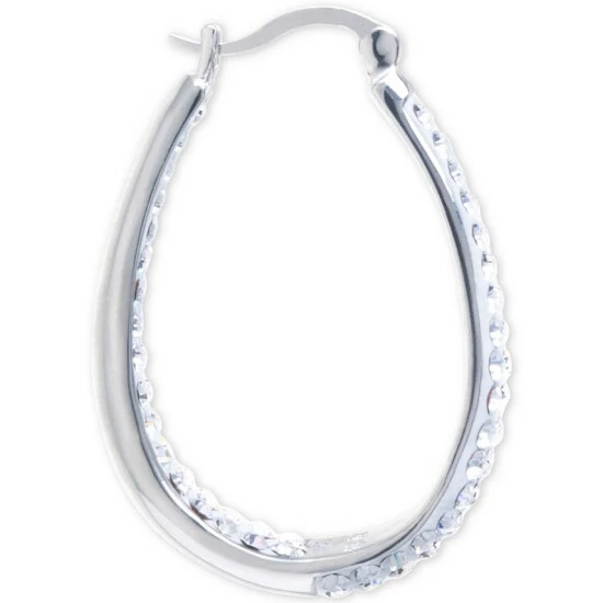 Promo 🔔 Giani Bernini Crystal Pavé In & Out Oval Hoop Earrings In Sterling Silver, Created For Macy's 🤩 2 Promo 🔔 Giani Bernini Crystal Pavé In & Out Oval Hoop Earrings In Sterling Silver, Created For Macy's 🤩 - Image 2