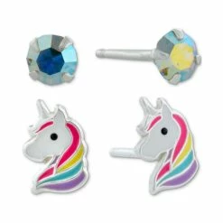 Outlet ⌛ Giani Bernini 2-Pc. Set Crystal & Enamel Unicorn Stud Earrings In Sterling Silver, Created For Macy's Multi ⭐