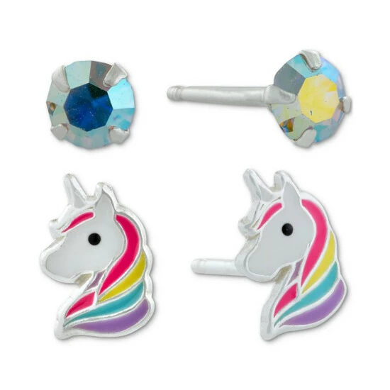 Outlet ⌛ Giani Bernini 2-Pc. Set Crystal & Enamel Unicorn Stud Earrings In Sterling Silver, Created For Macy's Multi ⭐ 1 Outlet ⌛ Giani Bernini 2-Pc. Set Crystal & Enamel Unicorn Stud Earrings In Sterling Silver, Created For Macy's Multi ⭐
