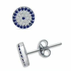 Discount 🤩 Giani Bernini Cubic Zirconia Evil Eye Stud Earrings In Sterling Silver, Created For Macy's 😍