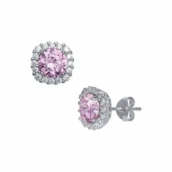 Best Sale 🎉 Giani Bernini Multi Colored Cubic Zirconia Cushion Shape Stud Earring In Sterling Silver Pink 😀