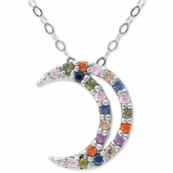 Flash Sale 💯 Giani Bernini Lab-Created Pink Sapphire (1/3 Ct. T.w.) & Cubic Zirconia Crescent Moon Pendant Necklace In Sterling Silver, 16 + 2 Extender, Created For Macy's 🧨