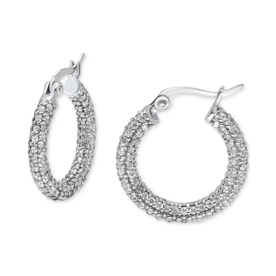 Budget 🔔 Giani Bernini Cubic Zirconia Pavé Small Hoop Earrings In Sterling Silver, 0.75, Created For Macy's ✔️ 4 Budget 🔔 Giani Bernini Cubic Zirconia Pavé Small Hoop Earrings In Sterling Silver, 0.75, Created For Macy's ✔️ - Image 4