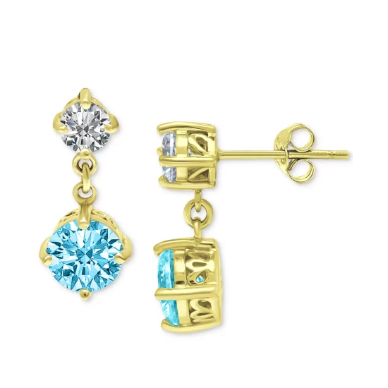 Best Sale ๐ Giani Bernini Cubic Zirconia Drop Earrings In Gold-Plated Sterling Silver, Created For Macy's Aqua ๐ฅฐ 4 Best Sale ๐ Giani Bernini Cubic Zirconia Drop Earrings In Gold-Plated Sterling Silver, Created For Macy's Aqua ๐ฅฐ - Image 4