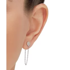 Discount 🎁 Giani Bernini Fine Crystal Round Halo Stud Earrings In Sterling Silver, Created For Macy's Aqua 🎉