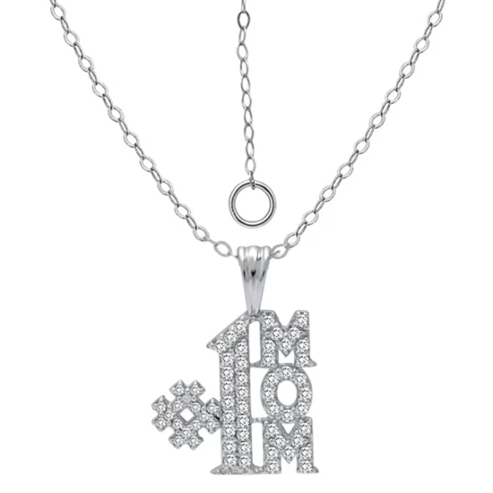 New 🎉 Giani Bernini Cubic Zirconia Pavé #1 Mom Pendant Necklace In Sterling Silver, 16 + 2 Extender, Created For Macy's 💯 2 New 🎉 Giani Bernini Cubic Zirconia Pavé #1 Mom Pendant Necklace In Sterling Silver, 16 + 2 Extender, Created For Macy's 💯 - Image 2