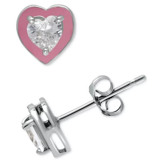 Cheap ๐ Giani Bernini Cubic Zirconia Pink Enamel Heart Stud Earrings, Created For Macy's Gold Over Silver โ๏ธ 4 Cheap ๐ Giani Bernini Cubic Zirconia Pink Enamel Heart Stud Earrings, Created For Macy's Gold Over Silver โ๏ธ - Image 4