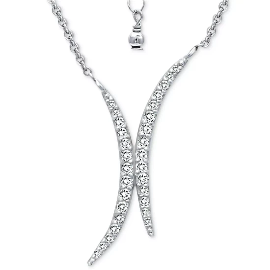 Discount ๐ Giani Bernini Cubic Zirconia Double Curve 16 Statement Necklace, Created For Macy's Gold Over Silver ๐ 4 Discount ๐ Giani Bernini Cubic Zirconia Double Curve 16 Statement Necklace, Created For Macy's Gold Over Silver ๐ - Image 4