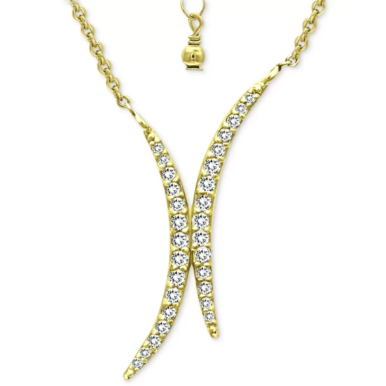 Discount ๐ Giani Bernini Cubic Zirconia Double Curve 16 Statement Necklace, Created For Macy's Gold Over Silver ๐ 5 Discount ๐ Giani Bernini Cubic Zirconia Double Curve 16 Statement Necklace, Created For Macy's Gold Over Silver ๐ - Image 5