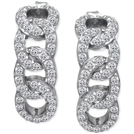 Top 10 🤩 Giani Bernini Cubic Zirconia Pavé Chain Link Half Hoop Earrings, Created For Macy's Gold Over Silver 🤩 4 Top 10 🤩 Giani Bernini Cubic Zirconia Pavé Chain Link Half Hoop Earrings, Created For Macy's Gold Over Silver 🤩 - Image 4