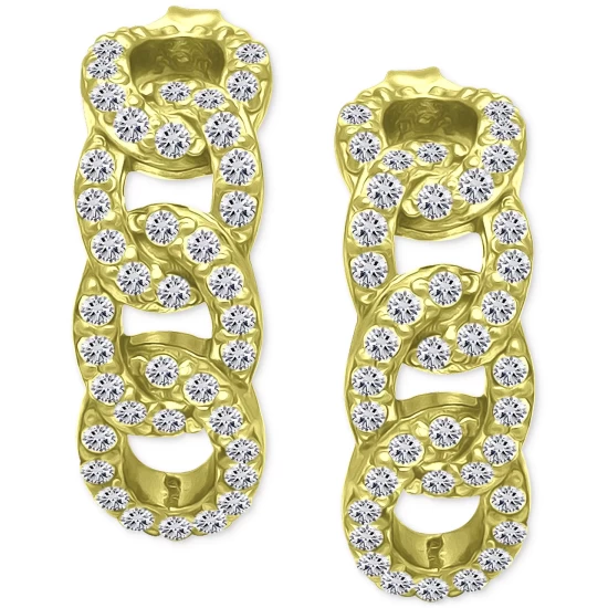 Top 10 🤩 Giani Bernini Cubic Zirconia Pavé Chain Link Half Hoop Earrings, Created For Macy's Gold Over Silver 🤩 5 Top 10 🤩 Giani Bernini Cubic Zirconia Pavé Chain Link Half Hoop Earrings, Created For Macy's Gold Over Silver 🤩 - Image 5